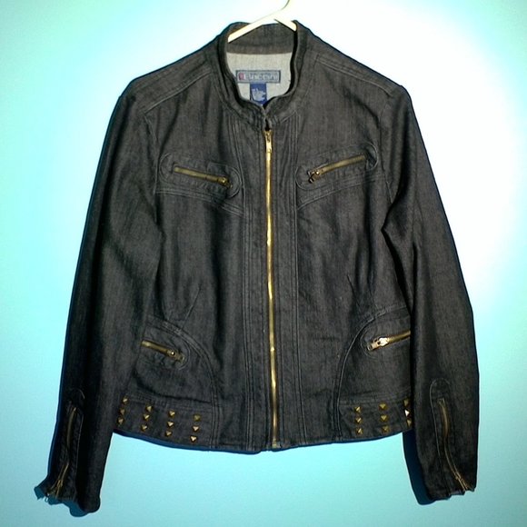 Baccini Size L zippered denim jacket - Picture 1 of 4